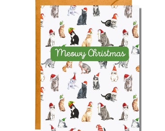 Meowy Christmas | Cat Card | Christmas Card | Funny Christmas | XM29