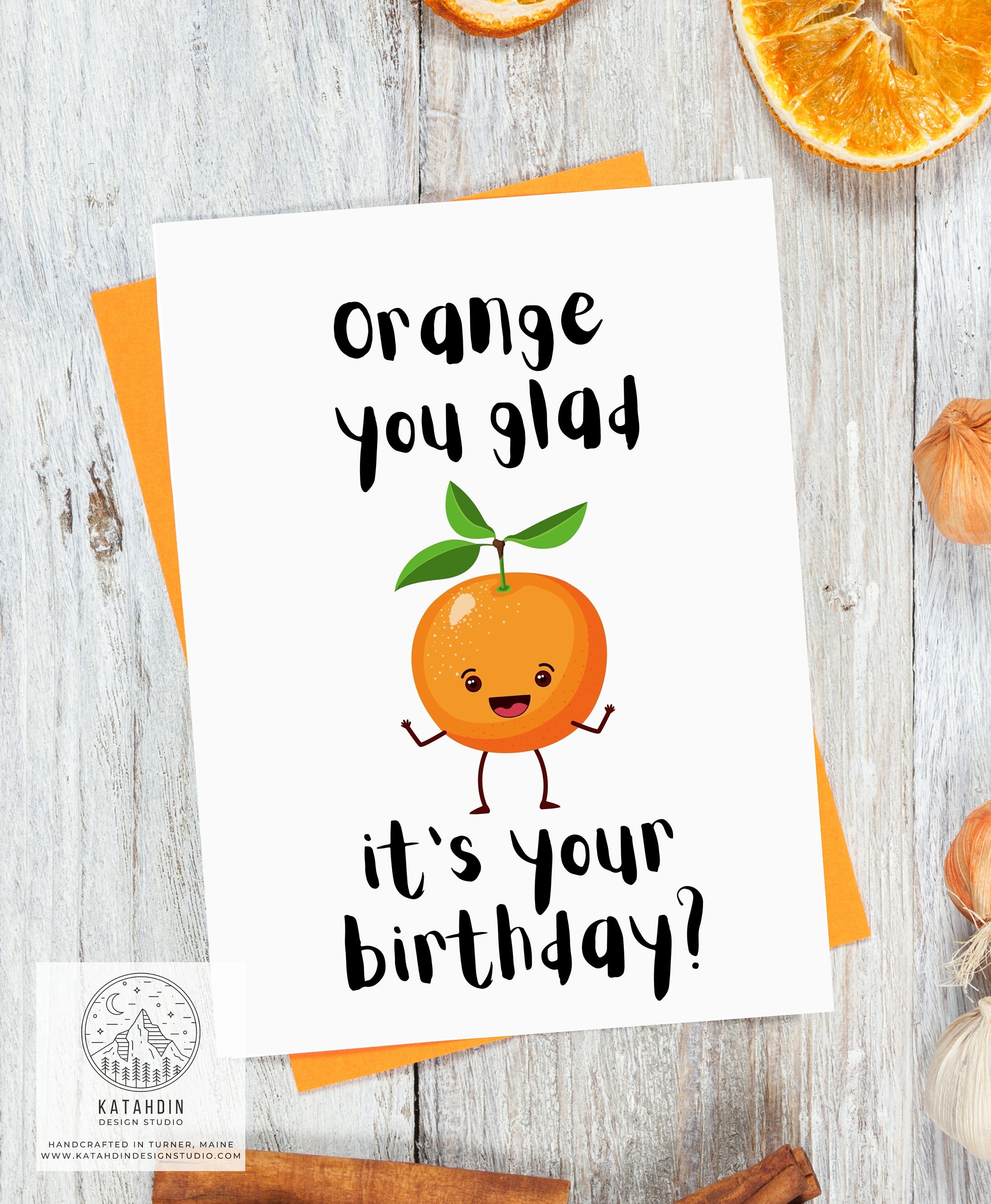 Orange You Glad It's Your Birthday Food Pun Card | Etsy