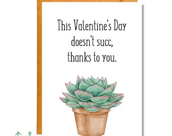 This Valentine's Day Doesn't Succ, Valentine's Day Card, Pun Card, Succulent Card, Galentine's Day