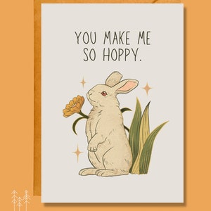 You Make Me So Hoppy Easter Card Animal Pun Card Love Card EA13 image 5