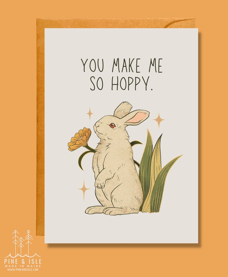 You Make Me So Hoppy Easter Card Animal Pun Card Love Card EA13 image 5