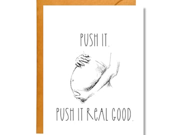 Push It, Push It Real Good | Funny Card | Pregnancy | Baby Shower | BB1