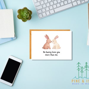 No Bunny Loves You More Than Me Easter Card Animal Pun Card Love Card EA1 image 6
