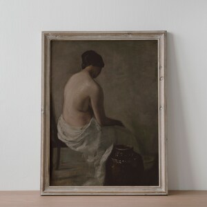 Vintage Ölgemälde | DRUCKBARE DIGITALER Druck | Stimmungsvolles Kunstwerk | Badezimmer Wanddeko | Vintage Download | | Bauernhaus Kunst | Frauenbild