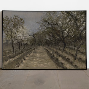 Vintage Landscape Orchard Painting | PRINTABLE DIGITAL Print | Moody Print | Summer | Vintage Download | Country Landscape | Spring Scenery