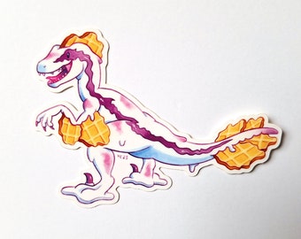 Dessert Dino Sticker | Raspberry Ripple Raptor Shortcake Weatherproof Vinyl Stickers | Large dinosaur decals for laptops, cars, stationery