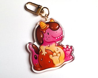 Ice Cream Carno Keychain | Dessert Dino Carnotaurus Acrylic Charm | Dinosaur Accessories | Gift for dino lovers | Vena Carr Illustration