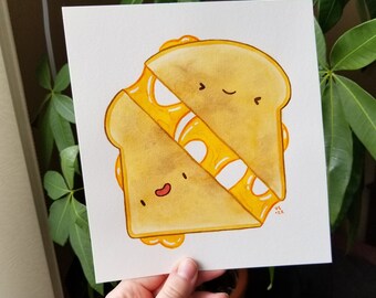 Grilled Cheese Watercolour Painting | Cute Food Art | Original Handmade Artwork by Vena Carr Illustration