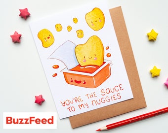 Cute Nuggets Funny Greeting Card | Birthday, Thank You, Valentine's Day Cards for Couples & Friends | Stationery by Vena Carr Illustration