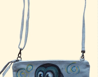 Sac peint/hibou/paillettes/cadeau