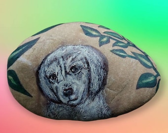 Painted Stone/Dog/Decoration/Gift/Hand Painted