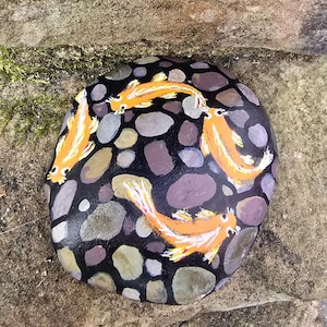 Painted Stone with Fish/Decoration/Gift/Lucky Charm