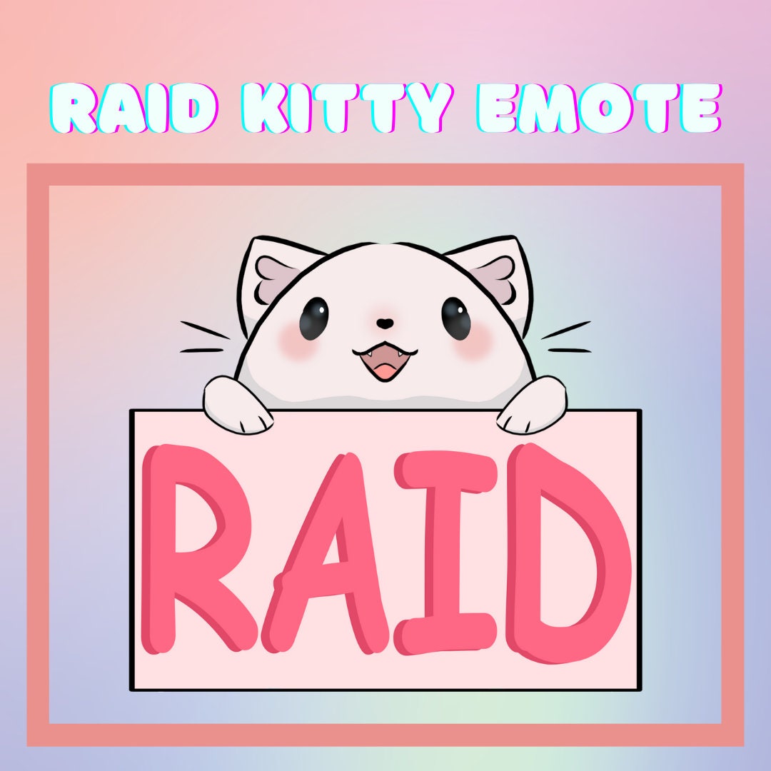 Raid Kitty Twitch Emote White Kitty Etsy