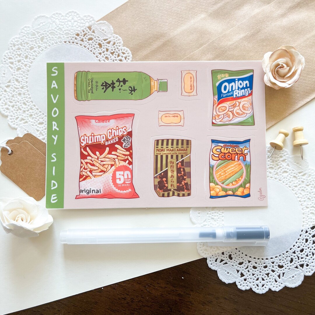 Snack Sticker Sheet Savory Snacks Sticker Sheet - Etsy