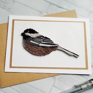 Chickadee Vogel Karte mit Quilling-Design, Vogel-Grußkarte, Vogel-Geburtstagskarte und trendiger Quilling-Karte, 3D-Grußkarte
