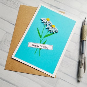 Cartão de flor de margarida de arte em papel 3D, cartões de felicitações feitos à mão em quilling
