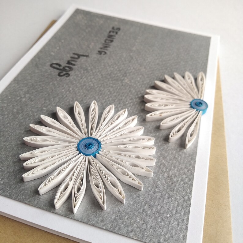 Daisy Flower Greeting Card With 3D Paper Quilling Leaves Original Art ...