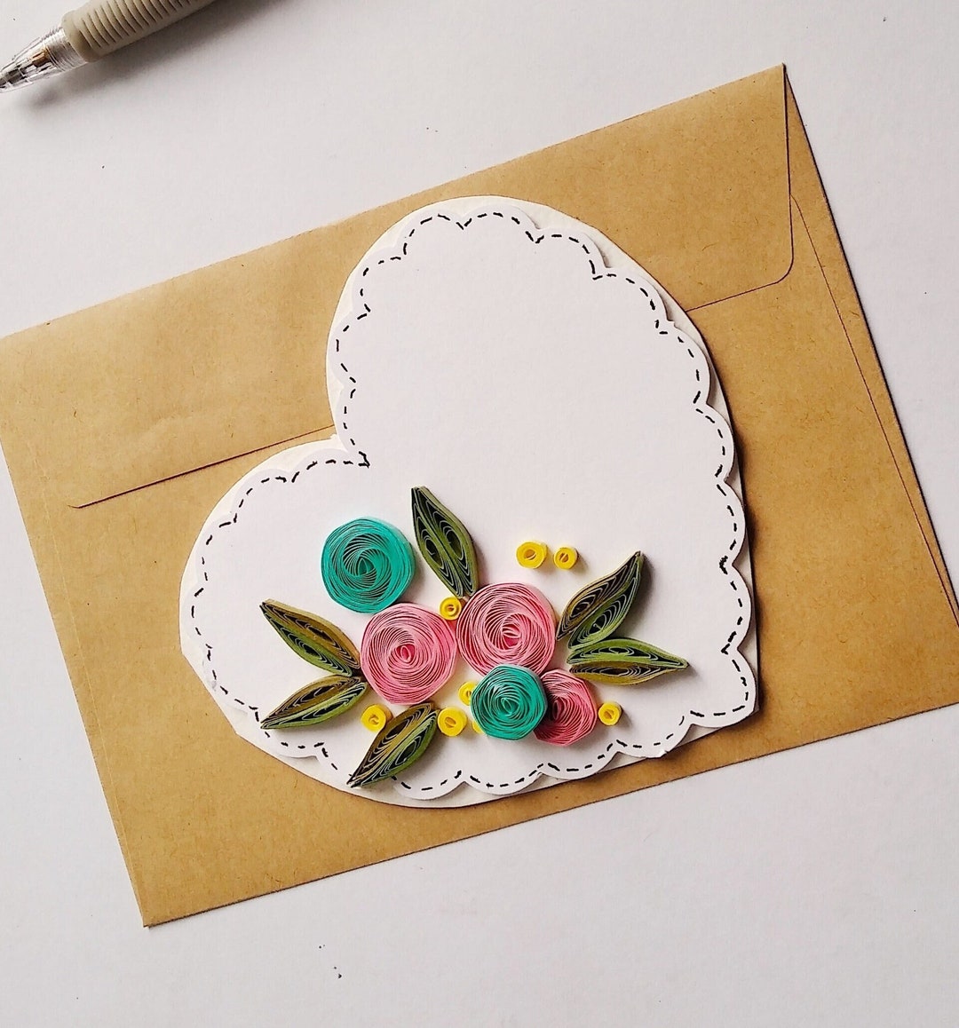 Heart Shaped Original Art Greeting Card With Envelope 3D Card for Any ...