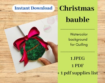 Base for Quilling/ Christmas Bauble watercolor pattern / Quilling paper art/ Template / Pattern / Digital Download
