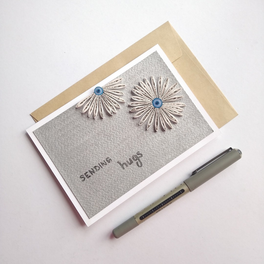 Daisy Flower Greeting Card With 3D Paper Quilling Leaves Original Art ...
