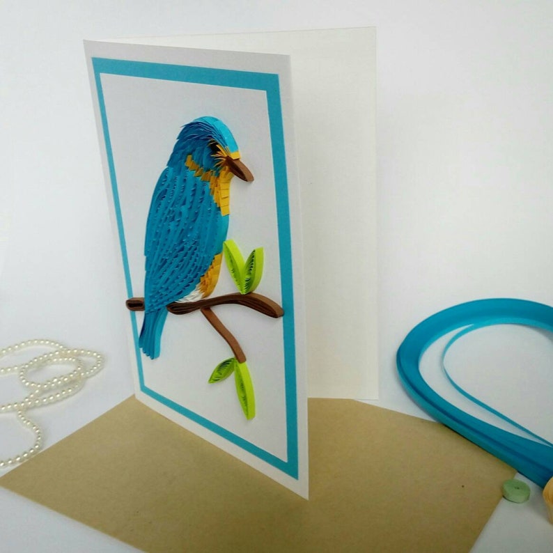 3D Greeting Card Blue Bird Card With Quilling Design Bird - Etsy