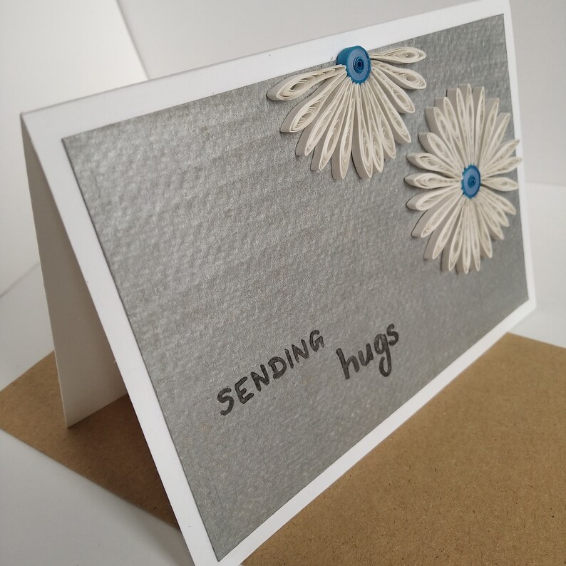 Daisy Flower Greeting Card With 3D Paper Quilling Leaves Original Art ...