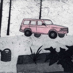 Jeep Broke Down - Acquaforte, Acquatinta e Chine Collé