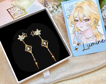 Pendientes Lumine -Genshin Impact Colección de joyas de plata de ley