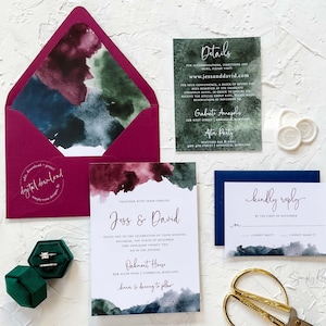 Jewel Tone Wedding Invitation, Jewel Toned Invitation, Wedding Invitation Suite, Jewel Tone Wedding, Printable Invite, Editable Card