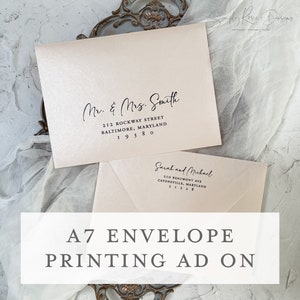 Envelope Address Printing Ad On, Guest Address Envelope Printing, Return Address Printing, Guest Address Printing, Wedding Envelope Printing