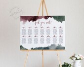 Jewel Tone Watercolor Wedding Seating Chart, Wedding Seating Template, Printable Seating Chart, Instant Download, Editable Template