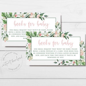 Floral Books For Baby Insert, Books for Baby Inserts, Baby Shower Books for Baby, Instant Download, Printable, 3.5x2&quot;