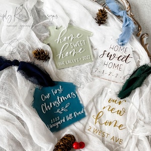Custom Acrylic House Ornament, Home Sweet Home Ornament, Our First Home Christmas Ornament, Custom Christmas Ornament Gift