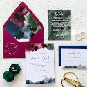 Invitación de boda Jewel Tone, Invitación Semi-Personalizada Jewel Toned, Suite De Invitación De Boda, Bodas Jewel Tone, Suite de Invitación Impresa