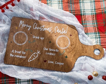 Personalized Santa Cookie Tray, Wooden Santa Cookie Tray, Christmas Eve Santa Tray, Christmas Eve Cookie Board, Santa Cookies and Milk Tray