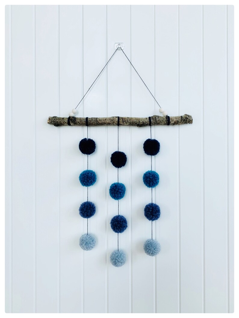 Pom Pom Wall Hanging Boho Wall Decor Wall Hanging Baby Etsy