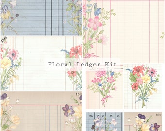 Floral Ledger Kit | Pages and Cards | Junk Journal Printable