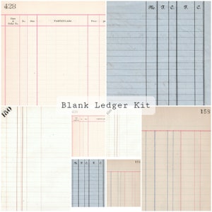 Blanko Ledger Kit | Seiten und Karten | Junk-Journal zum Ausdrucken