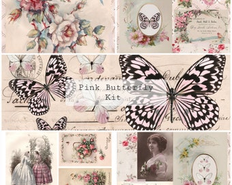 Pink Butterfly Kit | Junk Journal Printable