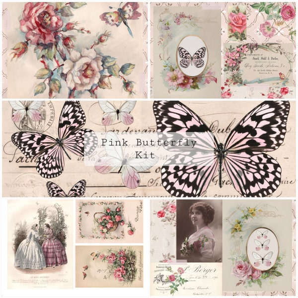 Pink Butterfly Kit | Junk Journal Printable