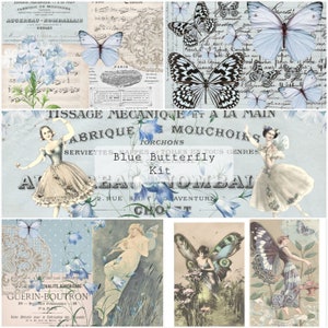 Blauer Schmetterling Kit | Junk-Journal zum Ausdrucken