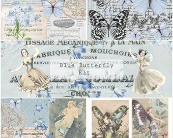 Blue Butterfly Kit | Junk Journal Printable