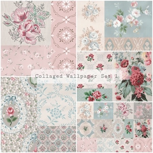 Collaged Wallpaper Seiten Set 1 | Junk-Journal zum Ausdrucken