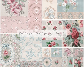 Collaged Wallpaper Pages Set 1 | Junk Journal Printable