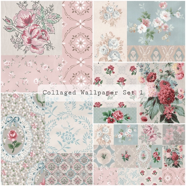 Collaged Wallpaper Pages Set 1 | Junk Journal Printable