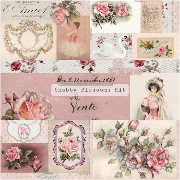 Shabby Blossoms Kit | Junk Journal Printable