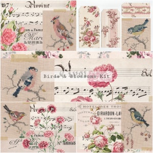 Kit uccelli e fiori / Diario spazzatura stampabile