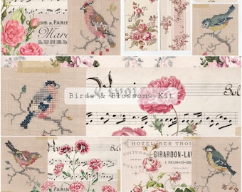 Birds and Blossoms Kit | Junk Journal Printable