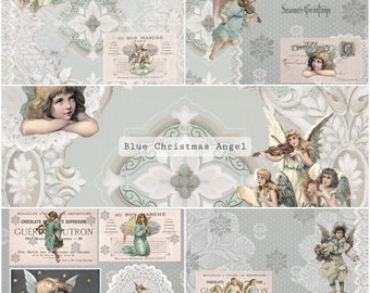 Blue Christmas Angel Kit | Junk Journal Printable