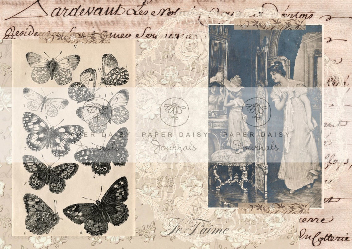 Antique Butterfly Kit | Junk Journal Printable - Etsy